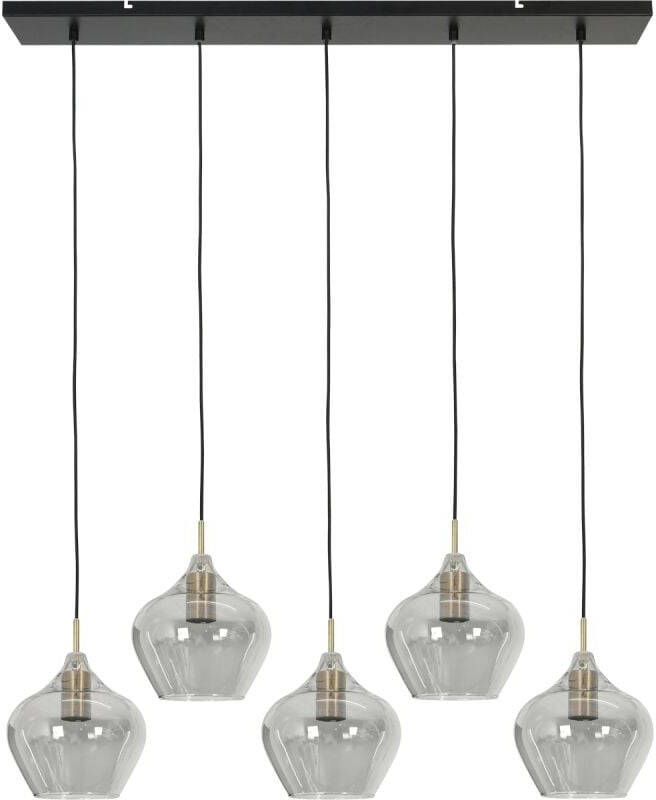 Light & Living Light&living Hanglamp 5L 104x20x120 cm RAKEL antiek brons+smoke - Foto 2