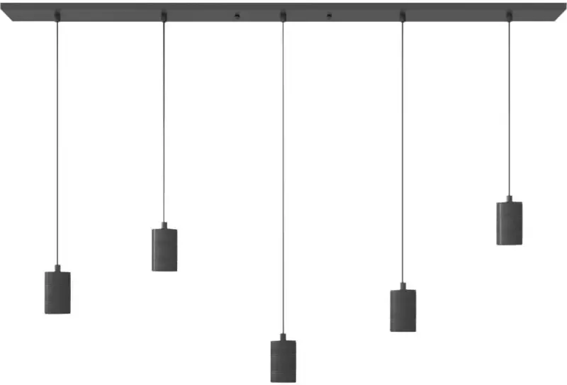 Calex Retro Plafondlamp 5x E27 Hanglamp Industrieel 14 x 130 cm Pendellamp Zwart - Foto 3