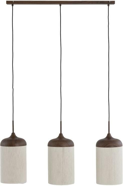 Light & Living Hanglamp Dania Houtlook en touw 3-lamps Donkerbruin