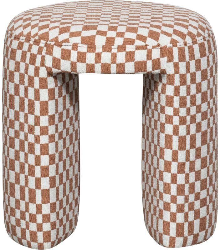 WOOOD Charlie Krukje Polyester Ruitjes Oranje 47x45x45 - Foto 2