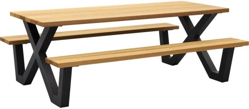 Woood Tablo Picknicktafel Met X-poot Buiten Tablo Naturel 75x206x145 - Foto 2