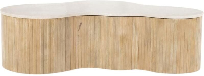 Eleonora Organische Salontafel Kira Mangohout en marmer 129 x 84cm Wit Japandi