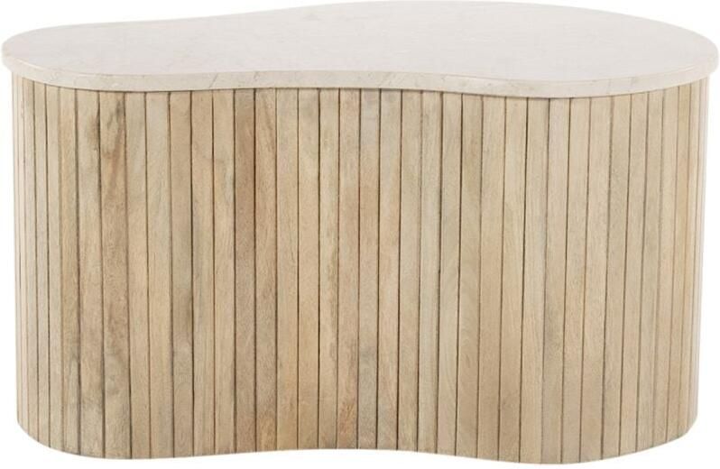 Eleonora Organische Salontafel Kira Mangohout en marmer 70 x 47cm Wit