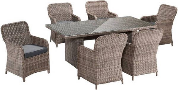 Van Kooten Tuin en Buitenleven Dinnerset Kaapstad wicker tafel + 6 stoelen inclusief rugkussens Numansdorp Showmodel