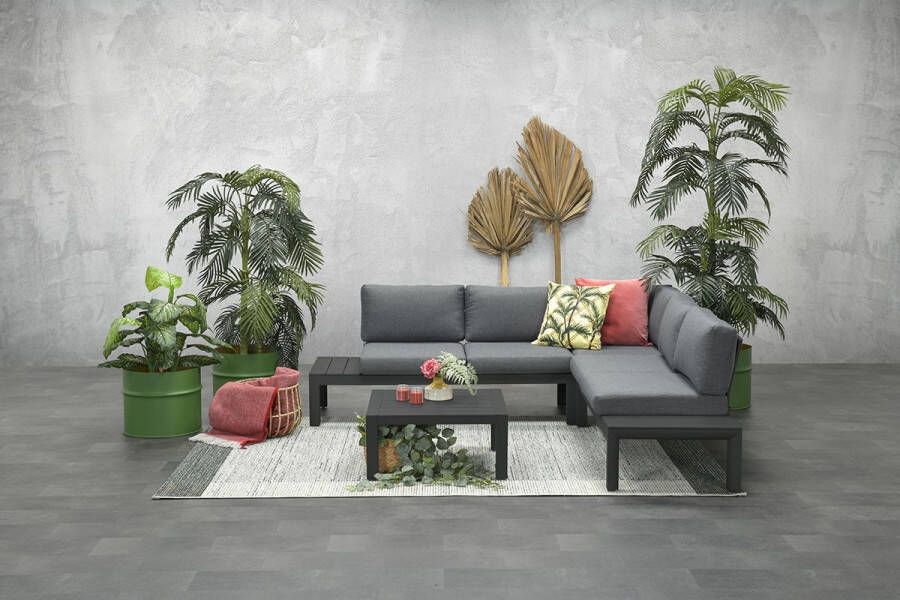 Van Kooten Tuin en Buitenleven Adelaide lounge set 4-delig carbon black mystic grey