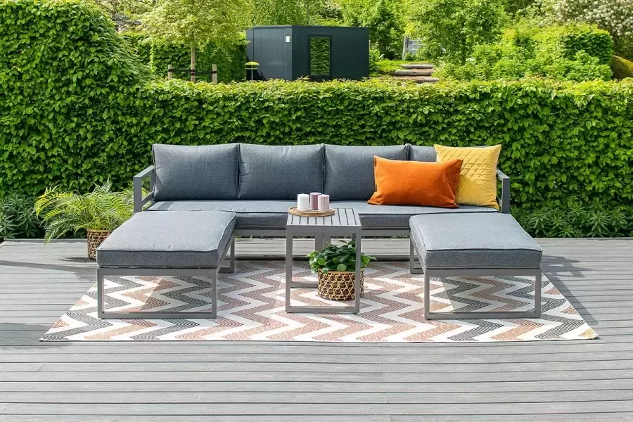 Van Kooten Tuin en Buitenleven Loungeset Garden Impressions Bretagne 5-delig carbon black mystic grey