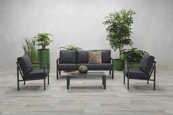 Van Kooten Tuin en Buitenleven Springs loungeset 4-delig carbon black reflex black