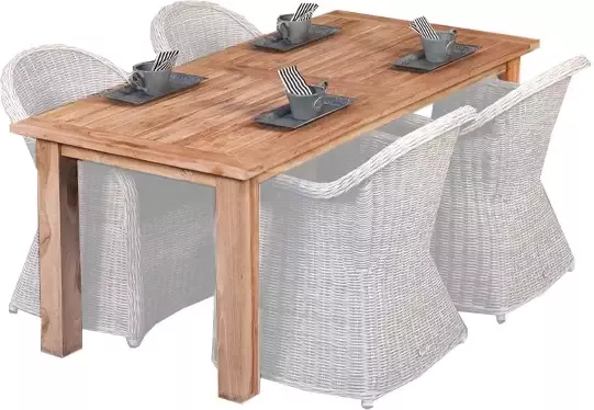 Van Kooten Tuin en Buitenleven Teak dinner tafel Modern 250 Tafel 250x100x80 cm- Wicker- Tuindeco