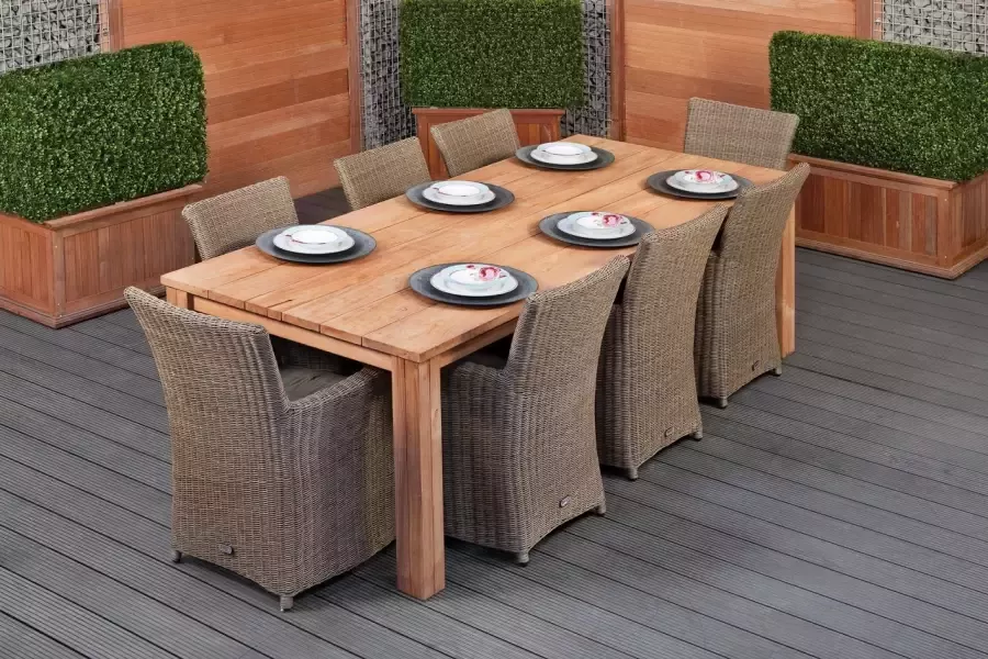 Van Kooten Tuin en Buitenleven Teak dinner tafel Rustiek 250 Tafel 250x100x80 cm- Teak- Tuindeco