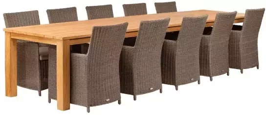 Van Kooten Tuin en Buitenleven Teak dinner tafel Solide Rustiek Tafel 400x100x80 cm- Teak- Tuindeco