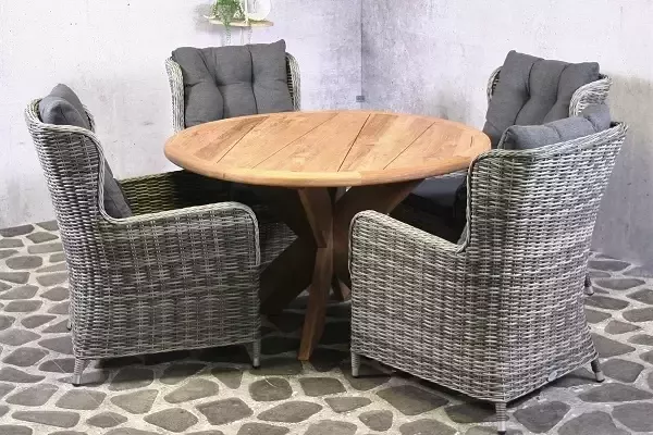 Van Kooten Tuin en Buitenleven Tuinset Tejeda 4 wicker stoelen met teakhouten tafel - Foto 1