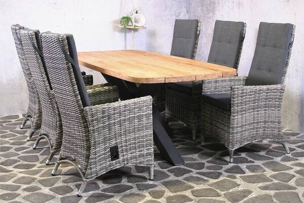 Van Kooten Tuin en Buitenleven Tuinset Tenerife 6 wicker stoelen met teakhouten tafel - Foto 1