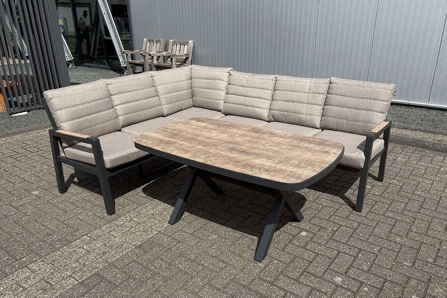 Van Kooten Tuin en Buitenleven SenS-Line Donna cornerset 3-delig aluminium met Taupe Kussens- Aluminium- Sens-Line