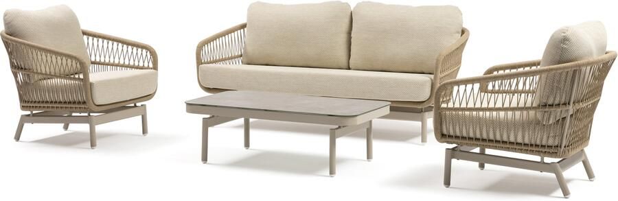 Van Kooten Tuin en Buitenleven SenS-Line Carlijn loungeset 4-delig aluminium met beige kussens- Aluminium- Sens-Line