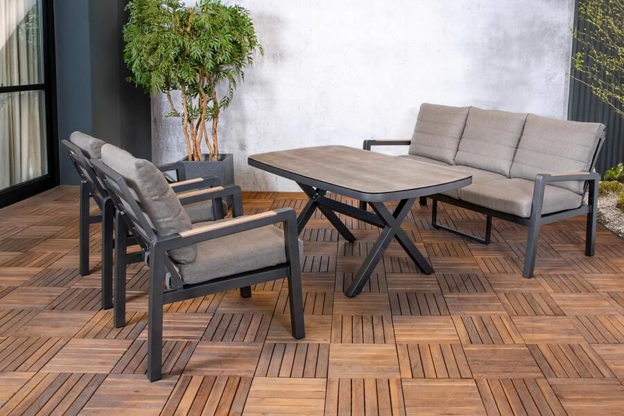 Van Kooten Tuin en Buitenleven SenS-Line Donna loungeset 4-delig Aluminium met Taupe Kussens- Aluminium- Sens-Line