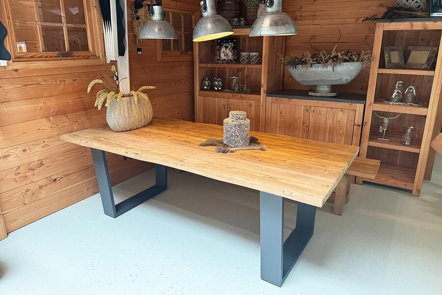 Van Kooten Tuin en Buitenleven SenS-Line Winston teak tafel 220x100 cm met aluminium antraciet poten- Teak- Sens-Line