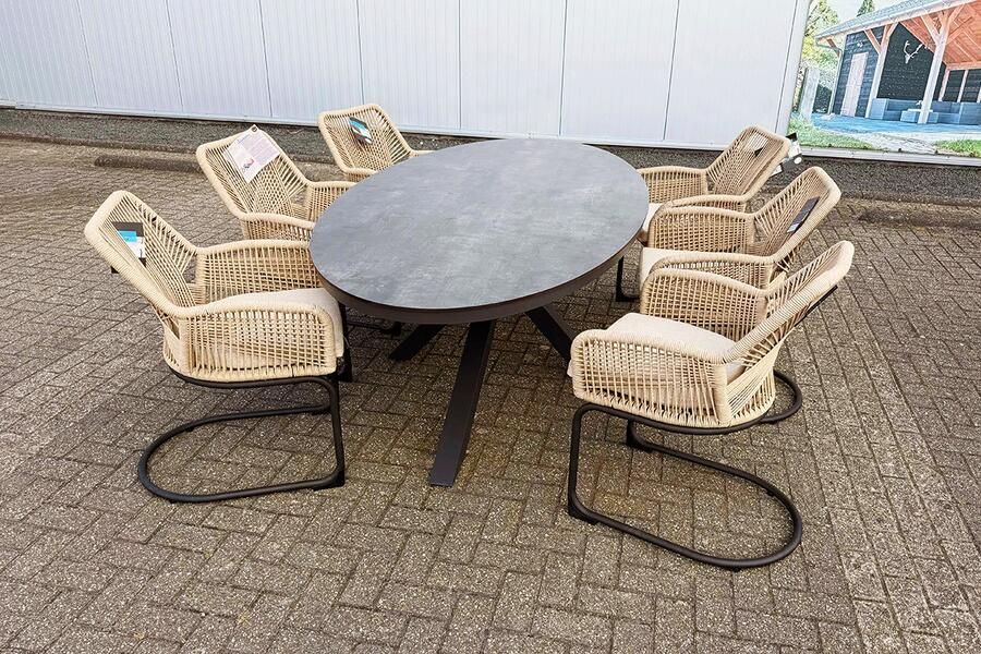 Van Kooten Tuin en Buitenleven SenS-Line Breeze tuinset ovale tafel en 6 swingstoelen- Aluminium- Sens-Line