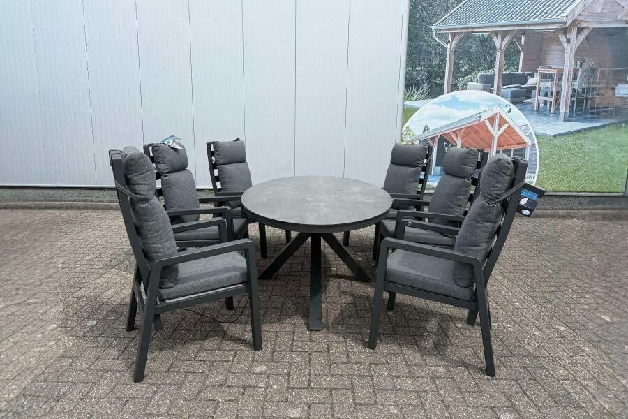 Van Kooten Tuin en Buitenleven SenS-Line Harmonia tuinset ovale tafel met 6 verstelbare stoelen- Aluminium- Sens-Line