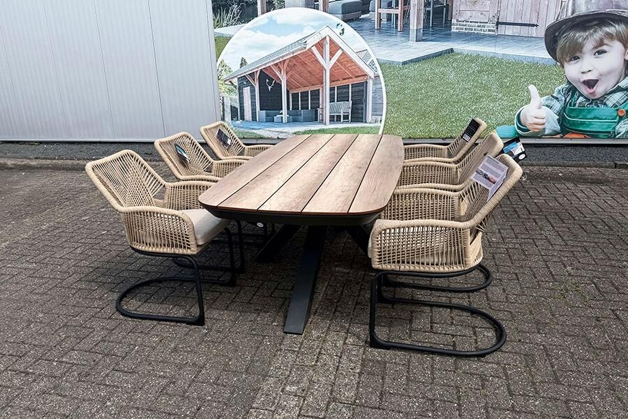 Van Kooten Tuin en Buitenleven SenS-Line Vivant tuinset tafel en 6 swingstoelen- Aluminium- Sens-Line