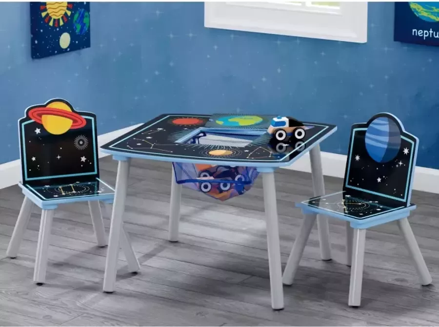 Delta Children Kindertafel met 2 Stoelen Kinderkamer Handig Opbergvak Space Adventures
