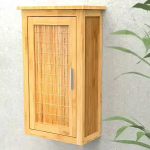 Eisl Hangend kastje Bamboe Badkamerkast smal voor de wand duurzaam badkamermeubel bamboe