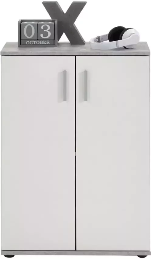 FMD Kast met 2 deuren wit en grijs - Foto 7