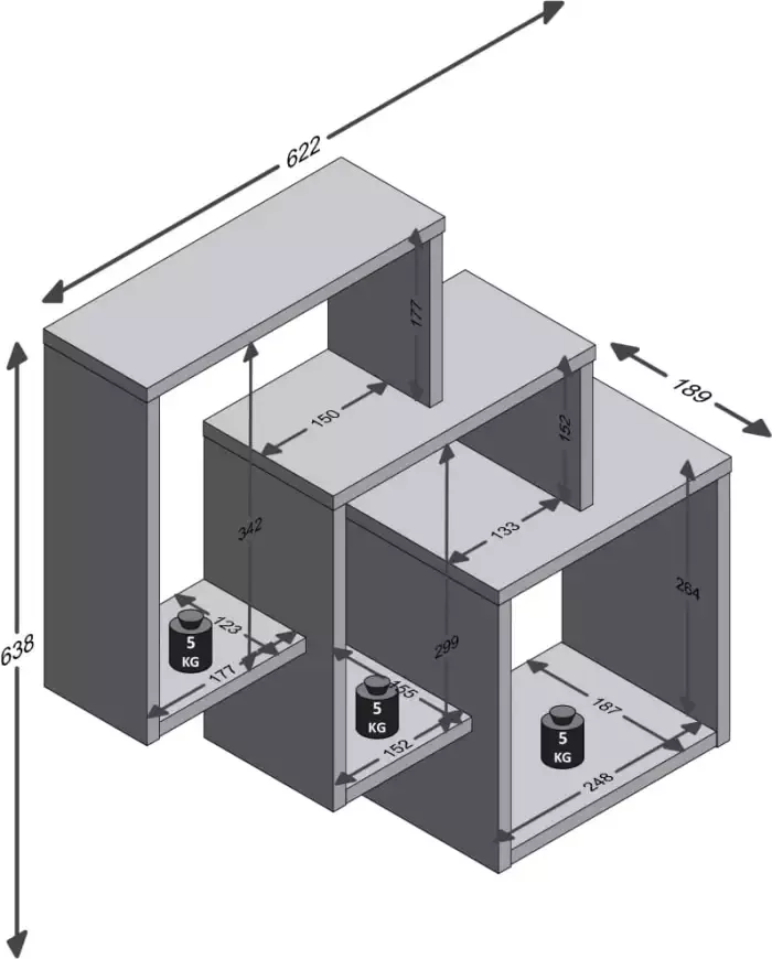 Étagère Murale avec 3 Compartiments L64 cm Fibi - Foto 10