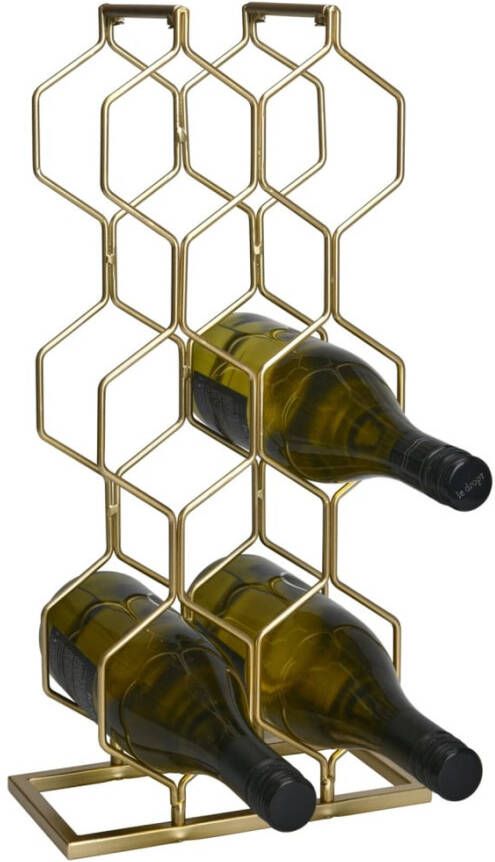 Home&Styling Wijnrek voor 8 flessen metaal goudkleurig - Foto 2
