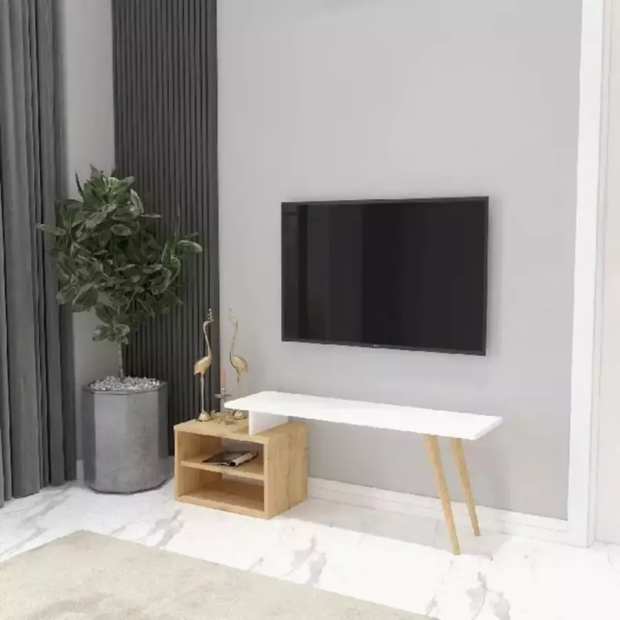 Homemania Tv-meubel Gold 125 2x29 5x42 8 cm wit en eikenkleurig