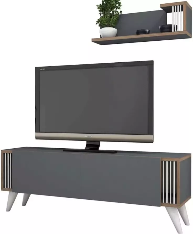 Homemaniac Homemania-Tv-meubel-Nicol-120x31x42-cm-antraciet - Foto 4