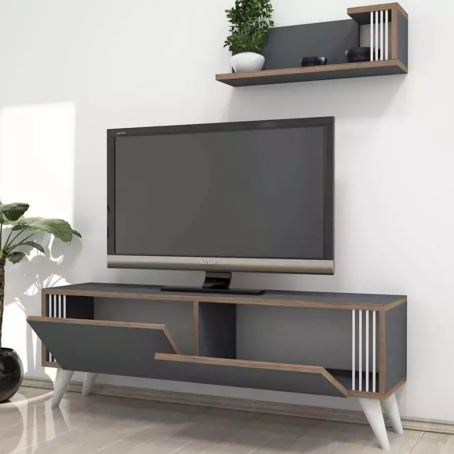 Homemaniac Homemania-Tv-meubel-Nicol-120x31x42-cm-antraciet - Foto 1