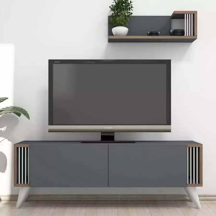 Homemaniac Homemania-Tv-meubel-Nicol-120x31x42-cm-antraciet - Foto 2
