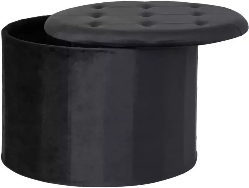 VidaXL House Nordic Turup Pouf Turup pouf met opbergruimte in zwart fluweel - Foto 2