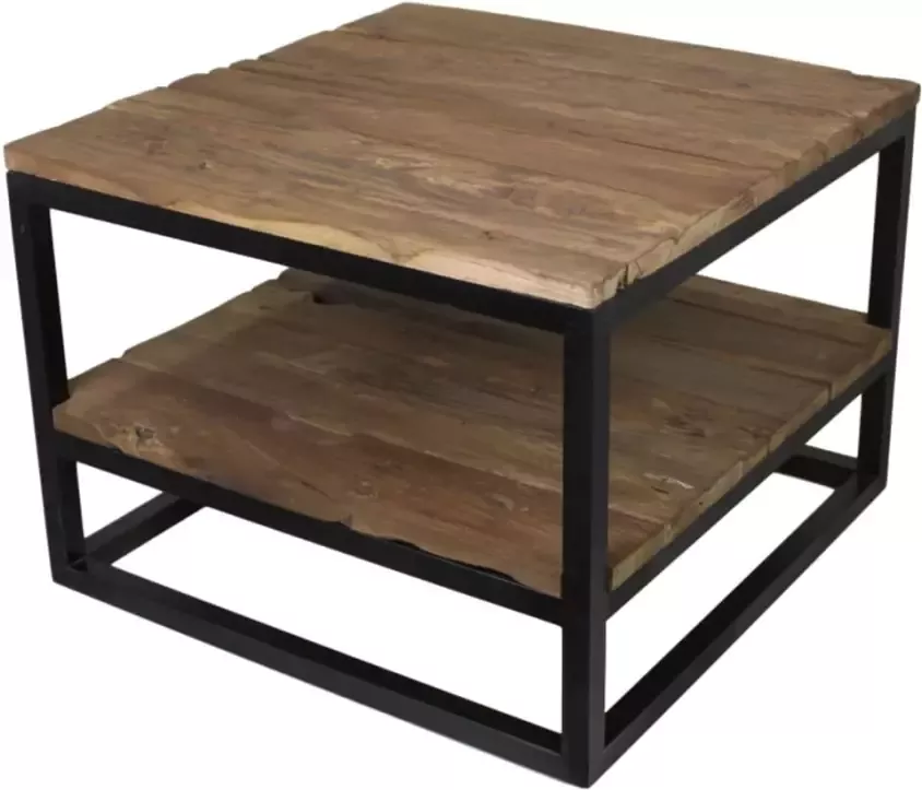 HSM Collection salontafel met onderplank Leroy naturel mat zwart 60x60x44 cm Leen Bakker - Foto 1