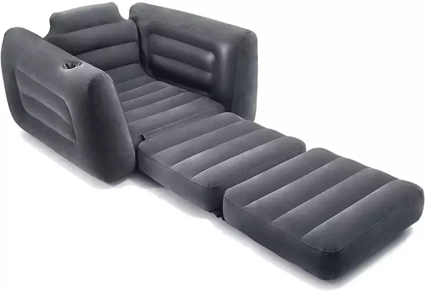 Intex Pull-Out Opblaasbare Slaapstoel Comfortabele 2-in-1 Loungestoel en Logeerbed - Foto 3