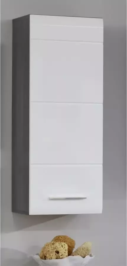 Hioshop LineBad badkamerkast 1 deur gerookt zilver wit hoogglans. - Foto 2