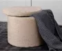 Hioshop Dunken Poef Hocker Met Opbergruimte Ø51cm Teddystof Beige. - Thumbnail 3