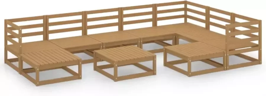 VidaXL 10-delige Loungeset massief grenenhout honingbruin - Foto 3