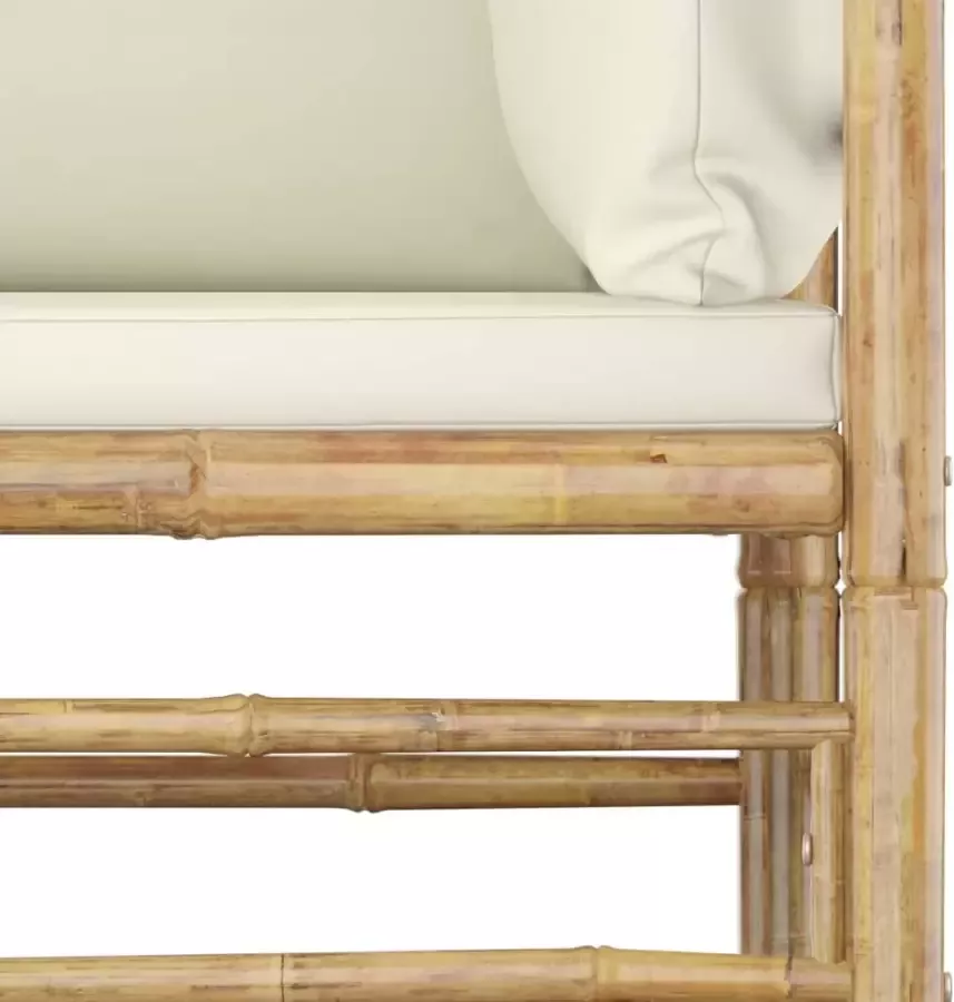 VIDAXL 10-delige Loungeset met crèmewitte kussens bamboe