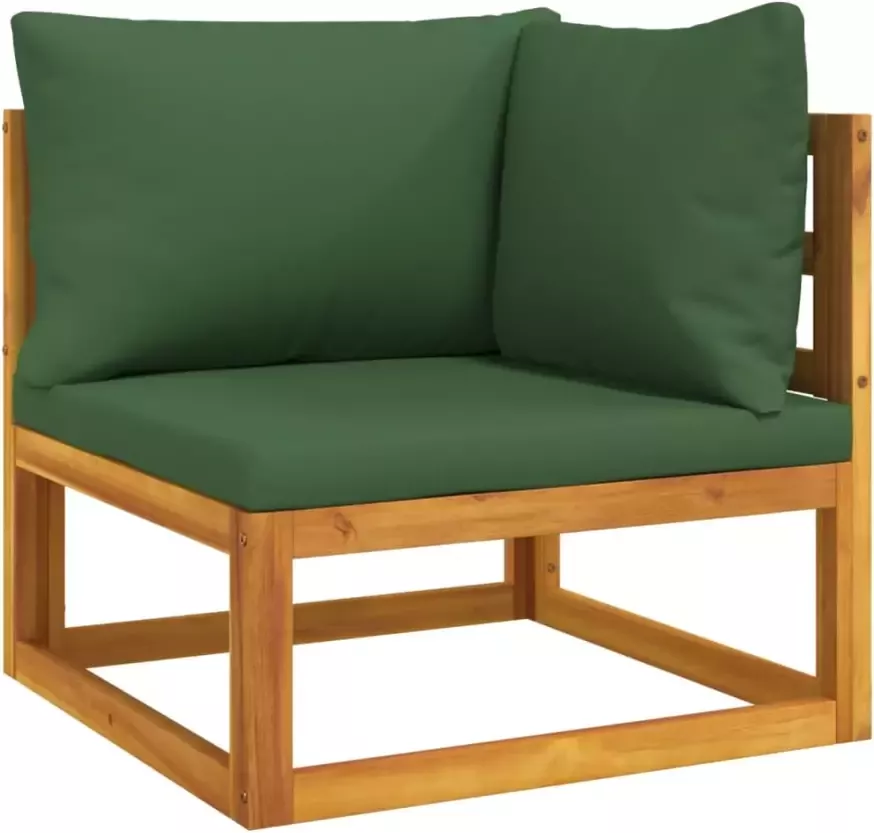 VIDAXL 10-delige Loungeset met groene kussens massief hout