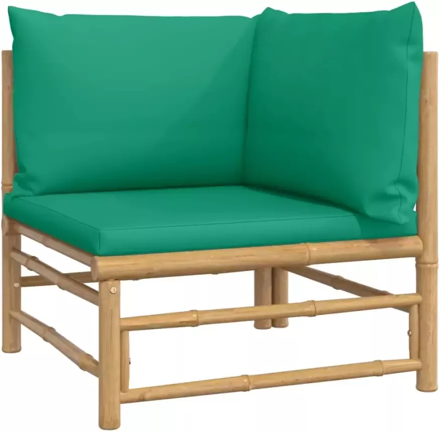 VIDAXL 10-delige Loungeset met kussens bamboe groen - Foto 1