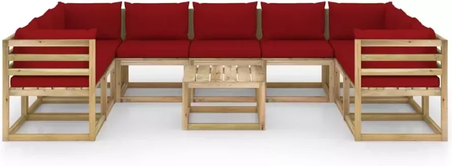VIDAXL 10-delige Loungeset met kussens geïmpregneerd grenenhout - Foto 3