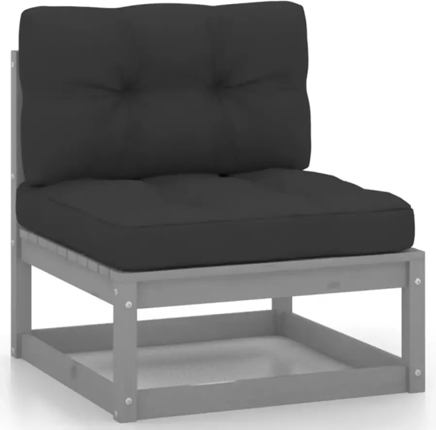 VIDAXL 10-delige Loungeset met kussens massief grenenhout grijs - Foto 1