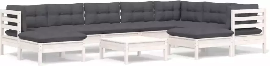 VidaXL 10-delige Loungeset met kussens massief grenenhout wit - Foto 2