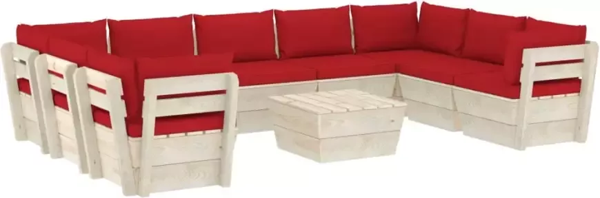 VidaXL 10-delige Loungeset met kussens pallet vurenhout - Foto 2