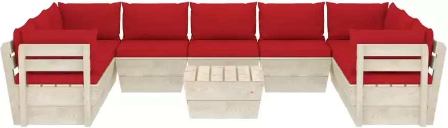 VidaXL 10-delige Loungeset met kussens pallet vurenhout - Foto 3