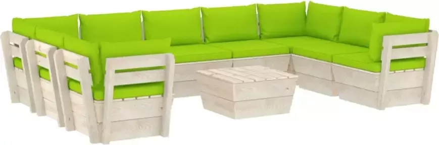 VidaXL 10-delige Loungeset met kussens pallet vurenhout - Foto 2
