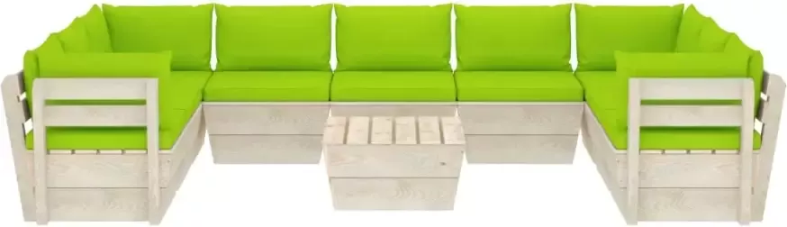 VidaXL 10-delige Loungeset met kussens pallet vurenhout - Foto 3
