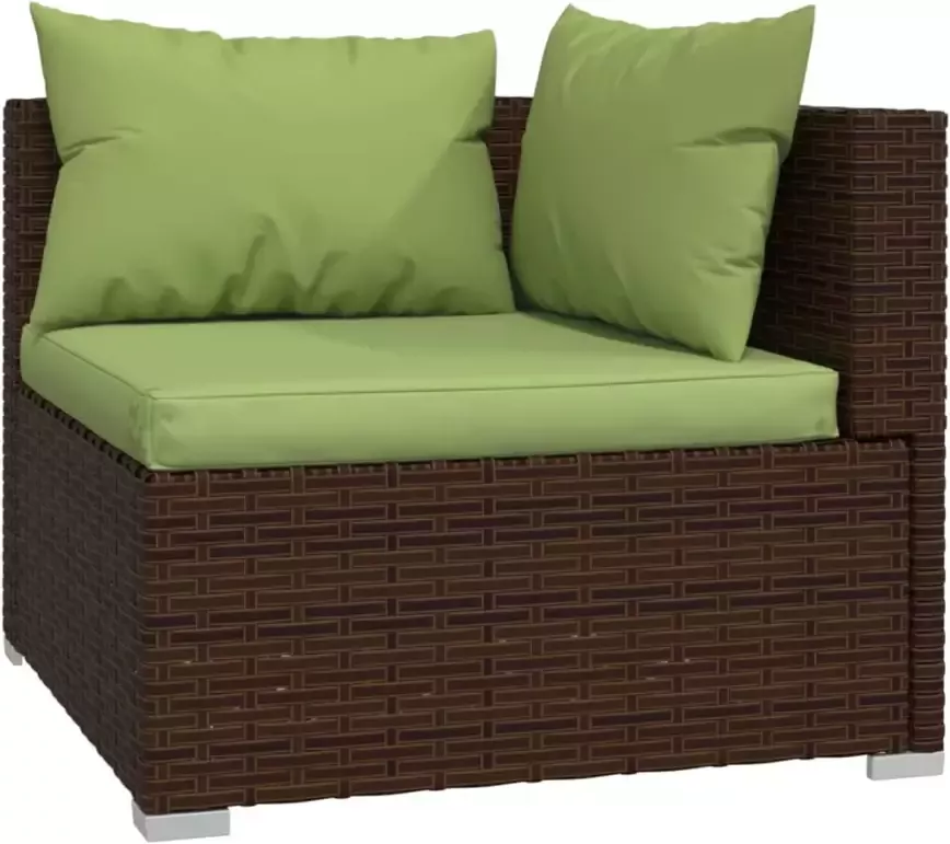 VIDAXL 10-delige Loungeset met kussens poly rattan bruin - Foto 2