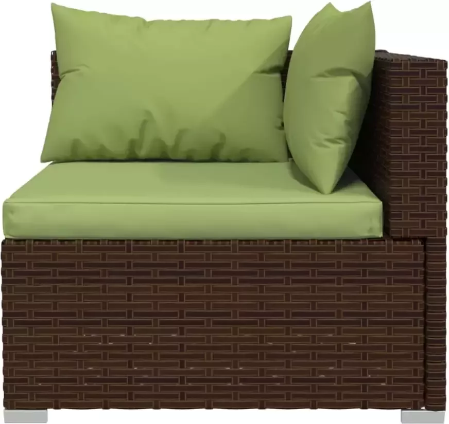 VIDAXL 10-delige Loungeset met kussens poly rattan bruin